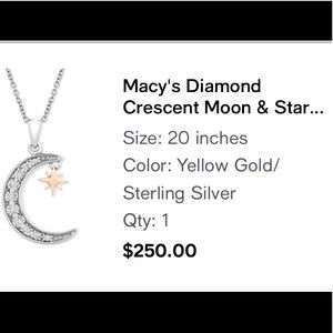 Crescent moon diamond star necklace